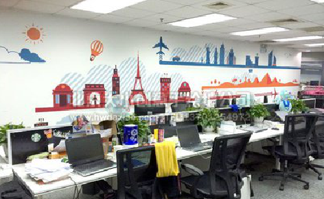 古田教你设计办公室墙绘的方法。