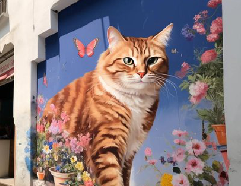 古田自己绘制有个性的手绘墙