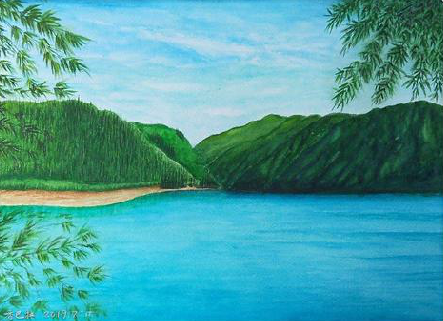 古田在墙绘中，如何绘画绿水青山？