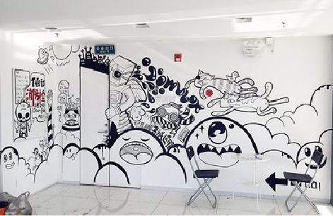 古田手绘墙并非传统涂鸦。